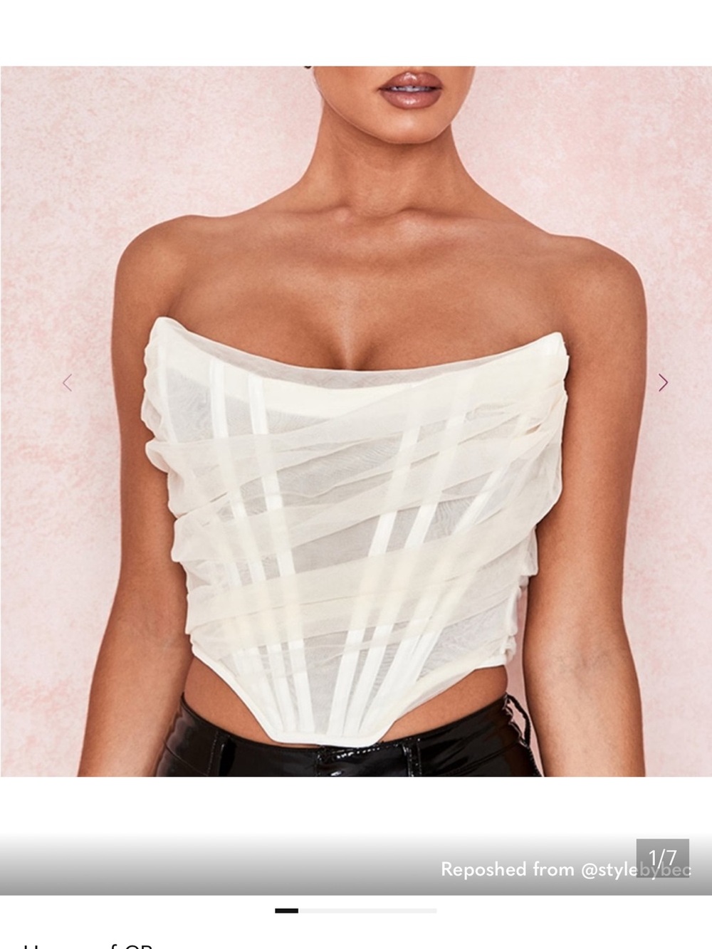 House of CB Melinda Ivory Draped Mesh Strapless Corset Top size L
